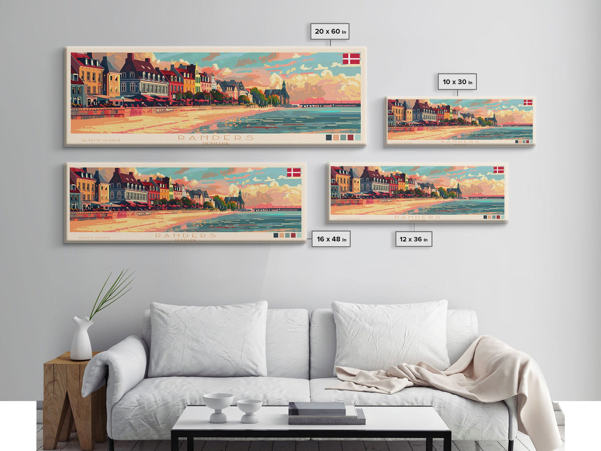 Randers Denmark Travel Art, City Art, Framed Canvas Print or Metal Wall Art, Europe Travel Poster, Panoramic Wall Art, Extra Wide Wall Art