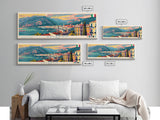 Salerno Italy Travel Art, City Art, Framed Canvas Print or Metal Wall Art, Europe Travel Poster, Panoramic Wall Art, Extra Wide Wall Art