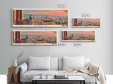 Seville Spain Panoramic Travel Poster, Framed Canvas Print or Metal Wall Art, Travel Art, Home Decor, Panoramic Painting, Midcentury Art