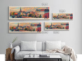 Strasbourg France Panoramic Travel Poster, Framed Canvas Print or Metal Wall Art, Travel Art, Home Decor, Panoramic Painting, Midcentury Art