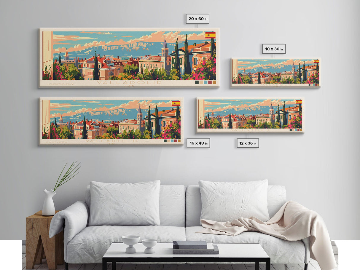 Valladolid Spain Wall Art, Panoramic Travel Poster, Panoramic Framed Canvas Print, City Wall Art, Wall Hanging Home Decor, Travel Art