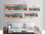 Vladikavkaz Russia Panoramic Travel Poster, Framed Canvas Print or Metal Wall Art, Travel Art, Home Decor, Panoramic Painting, Midcentury Art