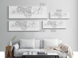 Panoramic Fayetteville City Map, North Carolina Art, Map Print, Minimalist Wall Art, Canvas Art, Housewarming Gift, Street Map, Closing Gift