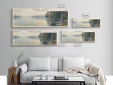 Badin Lake North Carolina Panoramic Framed Canvas Print, Lake House Art, Modern Decor, Travel Poster, Scenic View, Home Decoration