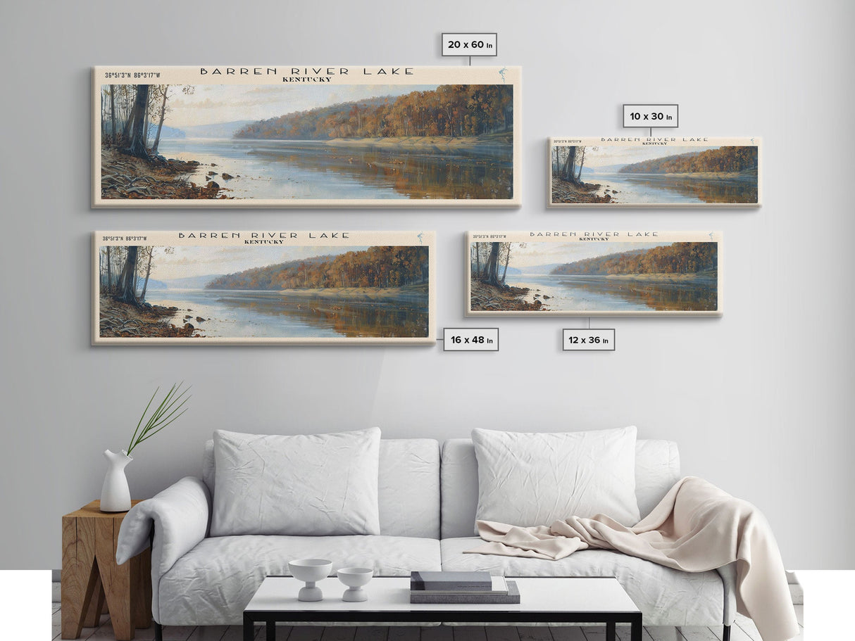 Barren River Lake Kentucky Framed Canvas Print, Panoramic Lake House Decor, Scenic View, Travel Poster, Rustic Art, Nature Scene