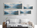 Basin Lake Panoramic Framed Canvas Print, Lake House Decor, Scenic Painting, Travel Poster, Rustic Art, Nature Wall Art