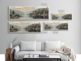 Colville Lake Framed Canvas Print, Lake House Decor, Panoramic Wide Art, Travel Poster, Modern Lake Painting, Nature Art