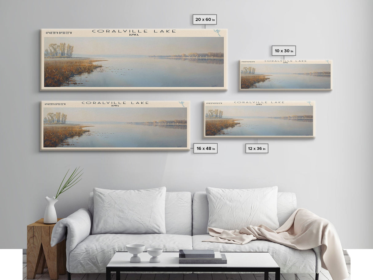 Conway Lake New Hampshire Framed Canvas Print, Lake House Decor, Panoramic Wide Art, Travel Poster, Rustic Lake Painting, Home Decor