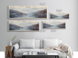 Deep Creek Lake Maryland Framed Canvas Print, Lake House Decor, Panoramic Wall Art, Travel Poster, Modern Lake Painting, Nature Art