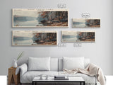 Deal Lake New Jersey Framed Canvas Print, Lake House Art, Panoramic Wall Art, Travel Poster, Rustic Lake Painting, Home Decor