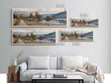 Diamond Lake Oregon Framed Canvas Print, Lake House Art, Panoramic Wall Art, Travel Poster, Modern Lake Painting, Home Decor