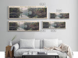 Dutch Springs Pennsylvania Framed Canvas Print, Lake House Art, Panoramic Wall Art, Travel Poster, Rustic Lake Painting, Home Decor