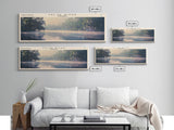 False River Louisiana Framed Canvas Print, Lake House Decor, Panoramic Wall Art, Travel Poster, Rustic Lake Painting, Home Decor