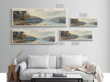 Gouldsboro Lake Pennsylvania Framed Canvas Print, Lake House Art, Panoramic Wall Art, Travel Poster, Serene Lake Painting, Home Decor