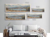 Lake Cachuma California Framed Canvas Print, Panoramic Lake House Decor, Wall Art, Travel Poster, Captivating Lake Painting, Nature Art