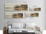 Lake Grosvenor Framed Canvas Print, Lake House Decor, Panoramic Wall Art, Travel Poster, Stunning Landscape Painting, Home Art