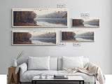 Lake Hope Framed Canvas Print, Lake House Decor, Panoramic Wall Art, Travel Poster, Stunning Lake Painting, Home Art