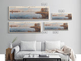 Lake Icaria Iowa Framed Canvas Print, Lake House Decor, Panoramic Wall Art, Travel Poster, Beautiful Lake Painting, Nature Art