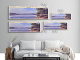 Lake Maumelle Arkansas Framed Canvas Print, Lake House Decor, Panoramic Wall Art, Travel Poster, Scenic Lakeside Painting, Coastal Art