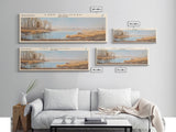 Lake Oologah Oklahoma Framed Canvas Print, Lake House Decor, Panoramic Wall Art, Travel Poster, Serene Landscape Painting, Bedroom Decor