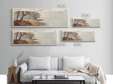 Lake Tawakoni Framed Canvas Print, Lake House Decor, Panoramic Wall Art, Travel Poster, Serene Landscape Painting, Modern Art