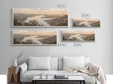 Lake Travis Texas Framed Canvas Print, Lake House Decor, Panoramic Wall Art, Travel Poster, Stunning Landscape Painting, Contemporary Art