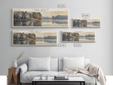 Lake Wylie North Carolina Framed Canvas Print, Lake House Decor, Panoramic Wall Art, Travel Poster, Scenic Landscape Painting, Contemporary Art