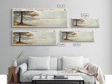 Lake Verholser Oklahoma Framed Canvas Print, Lake House Decor, Panoramic Wall Art, Travel Poster, Landscape Painting, Contemporary Art