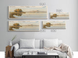 Malvern Lake Kansas Framed Canvas Print, Lake House Decor, Panoramic Wall Art, Travel Poster, Landscape Painting, Bedroom Decor