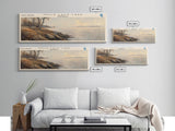 Mille Lacs Lake Framed Canvas Print, Lake House Decor, Panoramic Wall Art, Travel Poster, Landscape Painting, Contemporary Art