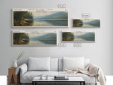 Newfound Lake New Hampshire Framed Canvas Print, Lake House Decor, Panoramic Wall Art, Travel Poster, Scenic Landscape Painting, Contemporary Art