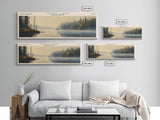 Tobin Lake Panoramic Wall Art, Framed Canvas Print, Lake House Decor, Travel Poster, Serene Landscape, Living Room Decor