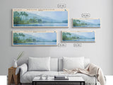 Wailua Reservoir Hawaii Panoramic Wall Art, Framed Canvas Print, Lake House Decor, Travel Poster, Serene Landscape, Living Room Art