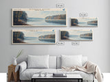 Worden Pond Rhode Island Panoramic Wall Art, Framed Canvas Print, Lake House Decor, Travel Poster, Beautiful Lake Scene, Living Room Decor