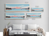 Big Bear Lake California Framed Canvas Print, Panoramic Wall Art, Midcentury Modern, Pop Art, Travel Poster, Scenic Bedroom Art, Living Room Decor