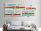 Clinton Lake Illinois Framed Canvas Print, Midcentury Modern Panoramic Wall Art, Living Room Decor, Pop Art, Travel Poster Art, Scenic Nature Painting, Lake House Decor