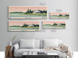 Crean Lake Saskatchewan Framed Canvas Print, Midcentury Modern Panoramic Wall Art, Living Room Decor, Pop Art, Travel Poster Art, Scenic Nature Painting, Lake House Decor