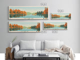 East Fork Lake Ohio Framed Canvas Print, Panoramic Wall Art, Midcentury Modern, Pop Art, Bedroom Decor, Travel Poster, Artistic Lake Painting