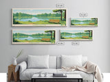 Farrington Lake New Jersey Framed Canvas Print, Panoramic Art, Midcentury Modern, Pop Art, Living Room Wall Art, Travel Poster, Nature Art, Home Decor