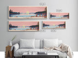 Flagstaff Lake Maine Framed Canvas Print, Panoramic Wall Art, Midcentury Modern, Pop Art, Bedroom Decor, Travel Poster, Artistic Decor, Lake View