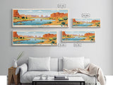 Fool Hollow Lake Arizona Framed Canvas Print, Panoramic Art, Midcentury Modern, Pop Art, Living Room Decor, Travel Poster, Lake Painting, Wall Art