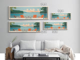 Hyco Lake North Carolina Framed Canvas Print, Panoramic Art, Midcentury Modern, Pop Art, Living Room Wall Art, Travel Poster, Lake House Art