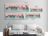 Lac des Allemands Louisiana Framed Canvas Print, Panoramic Wall Art, Midcentury Modern, Pop Art, Bedroom Art, Travel Poster, Living Room Decor