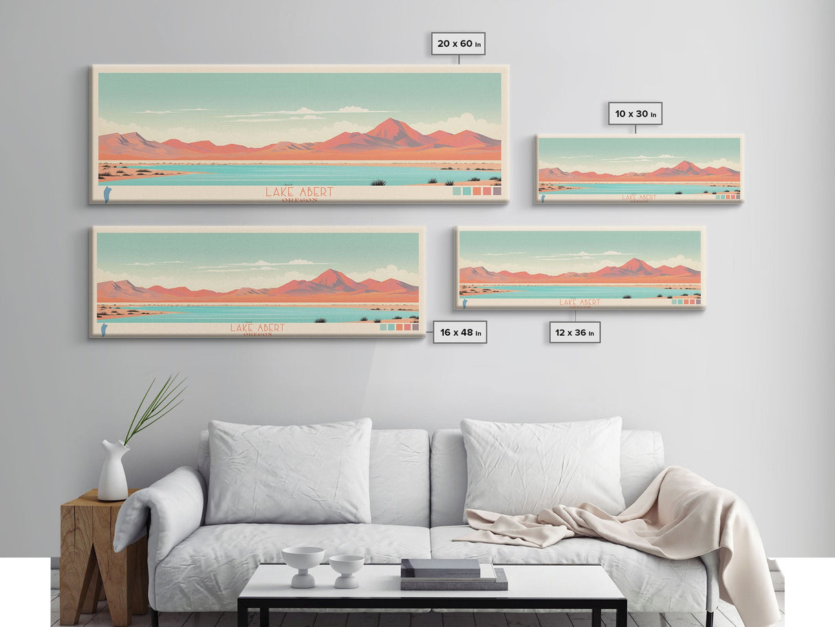 Lake Abert Oregon Framed Canvas Print, Panoramic Wall Art, Midcentury Modern, Pop Art, Bedroom Art, Travel Poster, Living Room Decor