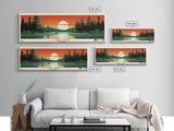 Lake Abitibi Ontario Framed Canvas Print, Panoramic Art, Midcentury Modern, Pop Art, Living Room Wall Art, Travel Poster, Lake House Decor