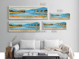 Lake Bomoseen Vermont Framed Canvas Print, Panoramic Wall Art, Midcentury Modern, Pop Art, Bedroom Decor, Travel Poster, Living Room Art