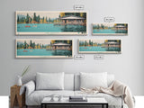 Lake Burton Georgia Framed Canvas Print, Panoramic Wall Art, Midcentury Modern, Pop Art, Bedroom Decor, Travel Poster, Living Room Art