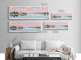 Lake Carnegie New Jersey Framed Canvas Print, Panoramic Wall Art, Midcentury Modern, Pop Art, Bedroom Decor, Travel Poster, Living Room Art