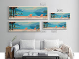 Lake Como Delaware Framed Canvas Print, Panoramic Wall Art, Midcentury Modern, Pop Art, Bedroom Decor, Travel Poster, Living Room Art