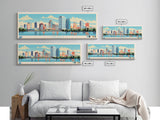 Lake Eola Florida Framed Canvas Print, Panoramic Wall Art, Midcentury Modern, Pop Art, Bedroom Decor, Travel Poster, Living Room Art